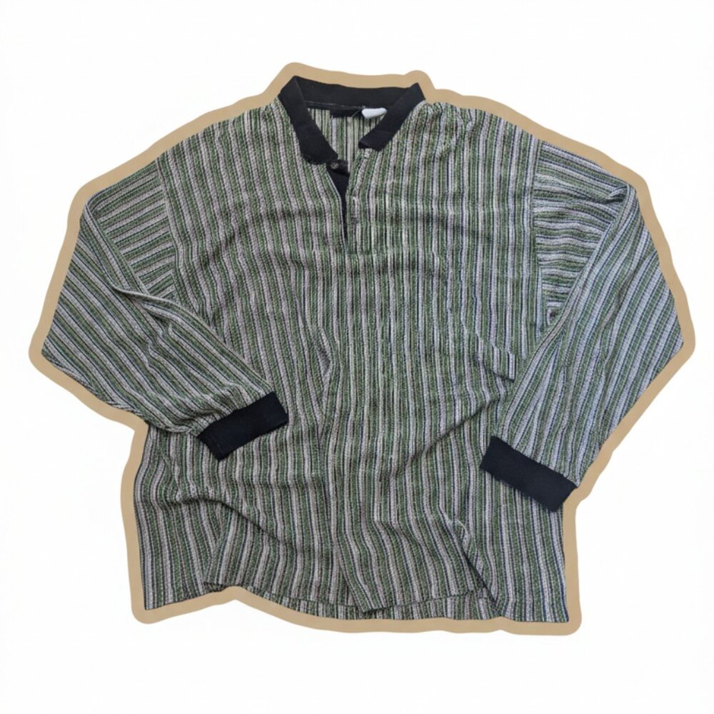 Faded Glory Striped Long Sleeve Polo